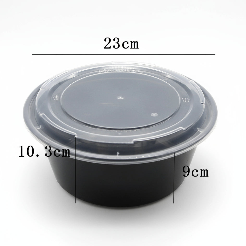 85oz Meal Prep Bowl with Lids (90 Sets, 180Pcs), Heavy Duty Microwavable PP Round Container, Noodle Bowl