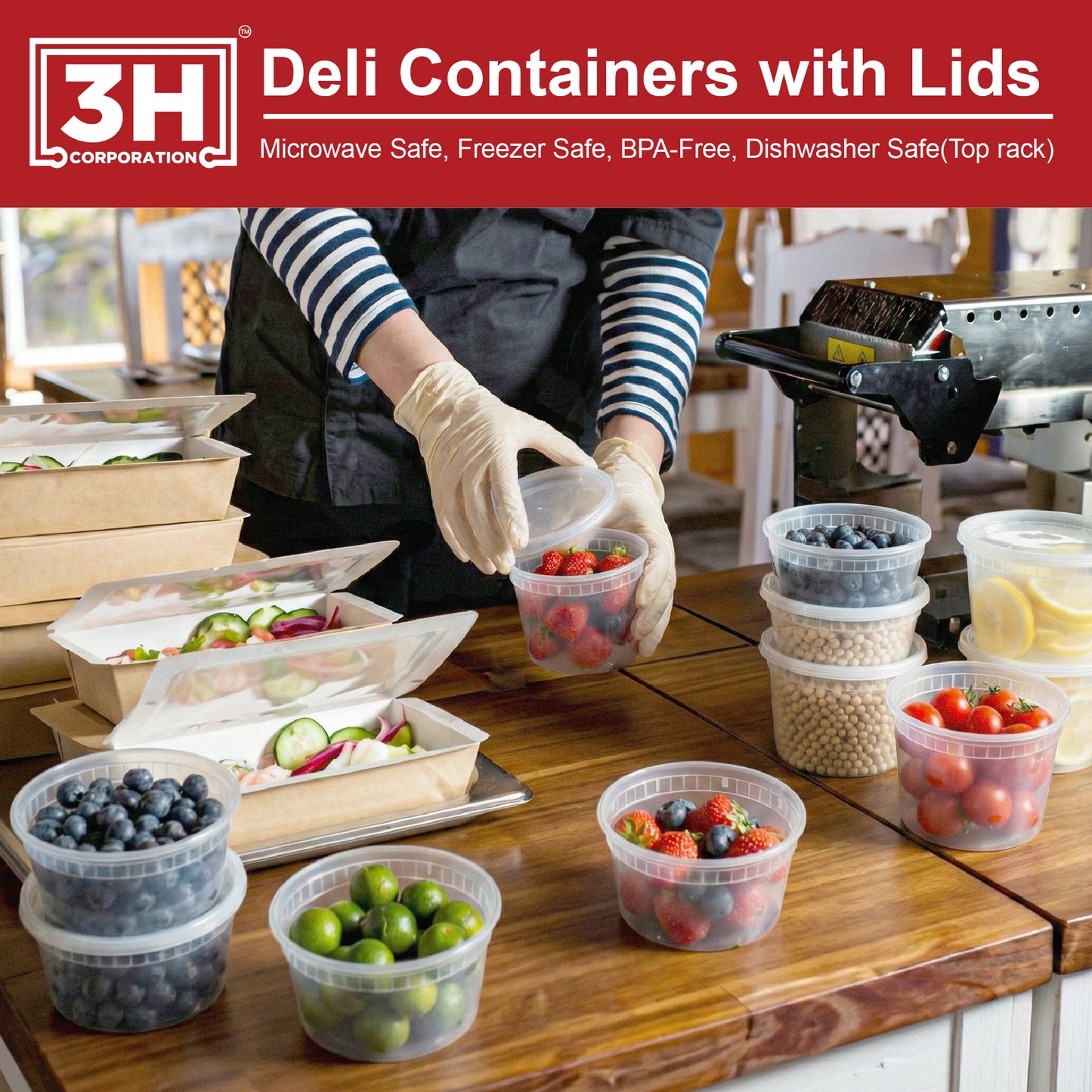 16 oz Deli Containers with Lids(240 Sets, 480 Pics), Soup Cups with Lids, Food Storage Containers