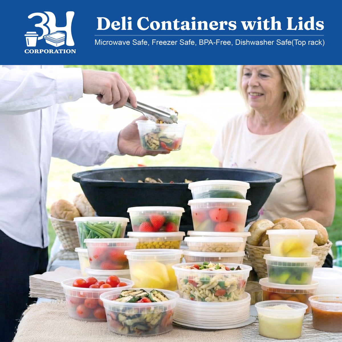 16 oz USA Clear Deli Containers with Lids(240 Sets, 480 Pics), Soup Cups with Lids, Food Storage Container