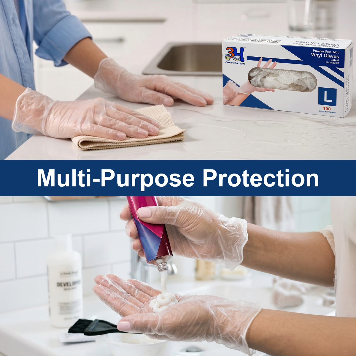 Large Clear Disposable Vinyl Glove