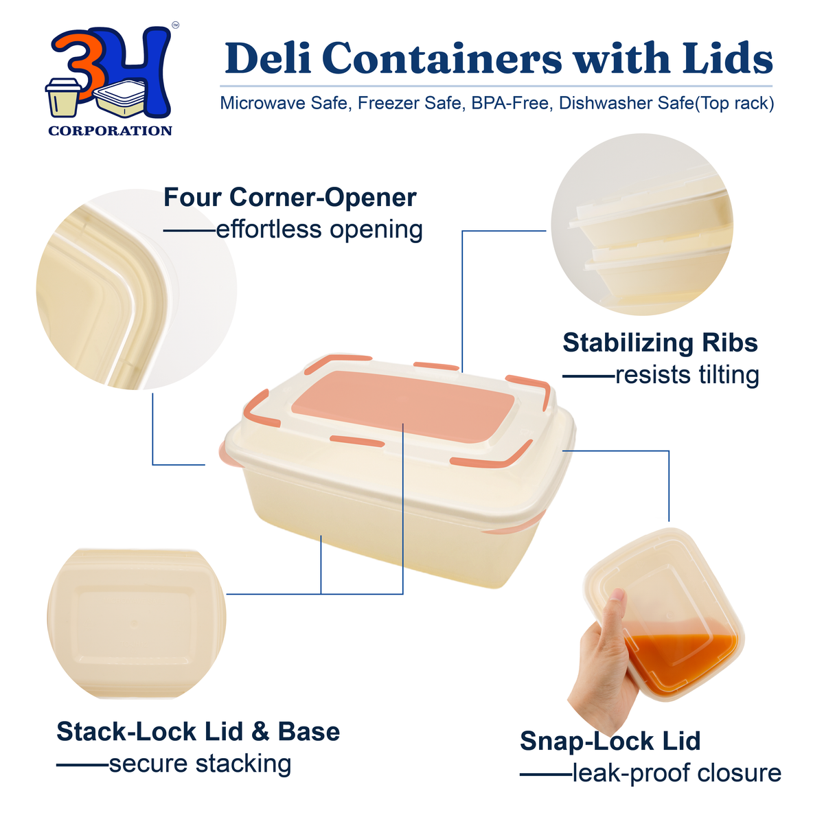 12 oz Meal Prep Containers with Lids, Natural Beige