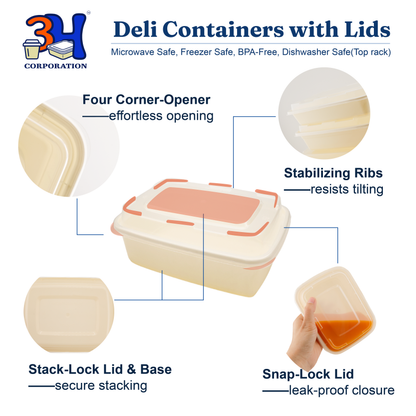 12 oz Meal Prep Containers with Lids, Natural Beige