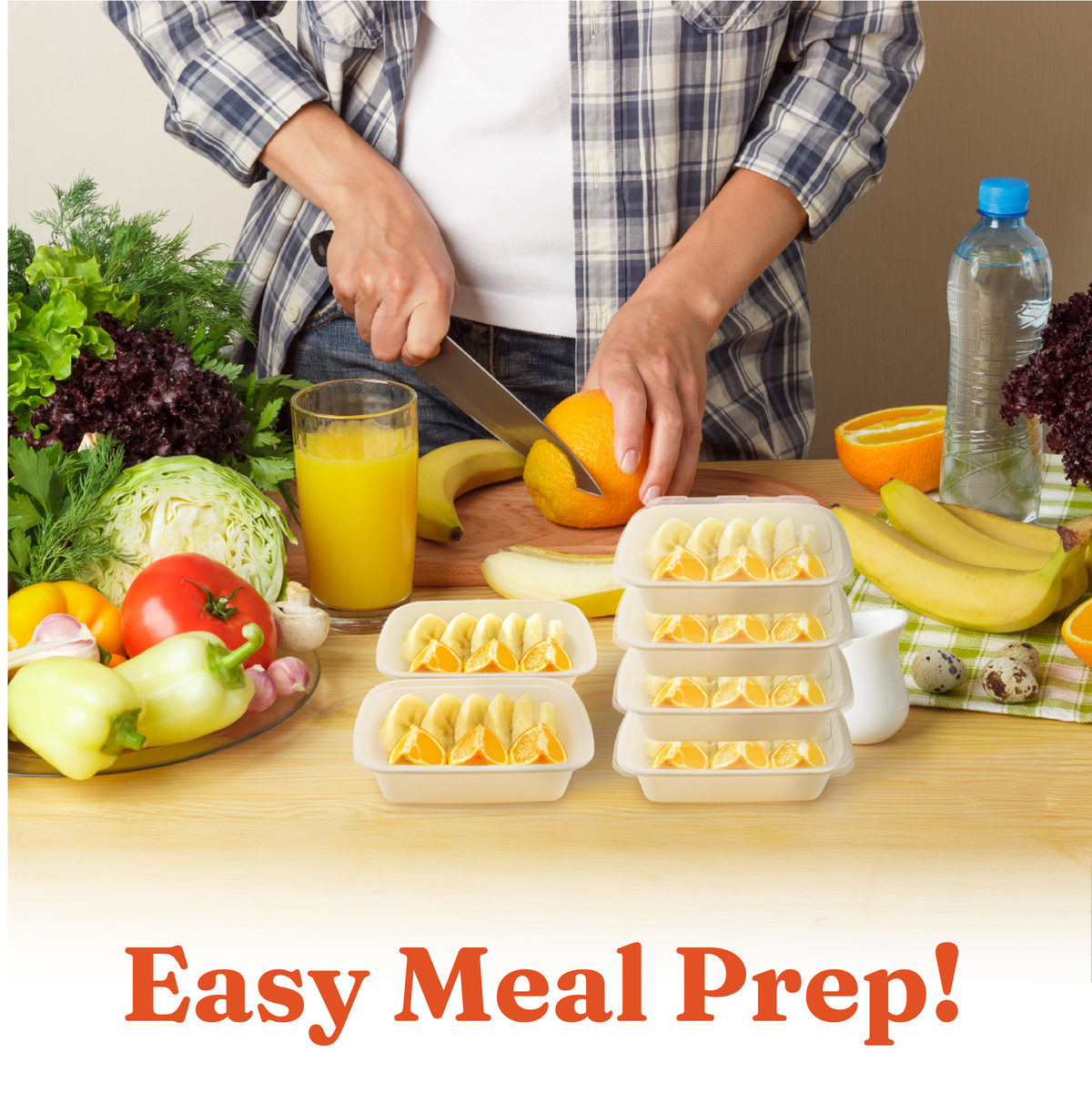 12 oz Meal Prep Containers with Lids, Natural Beige