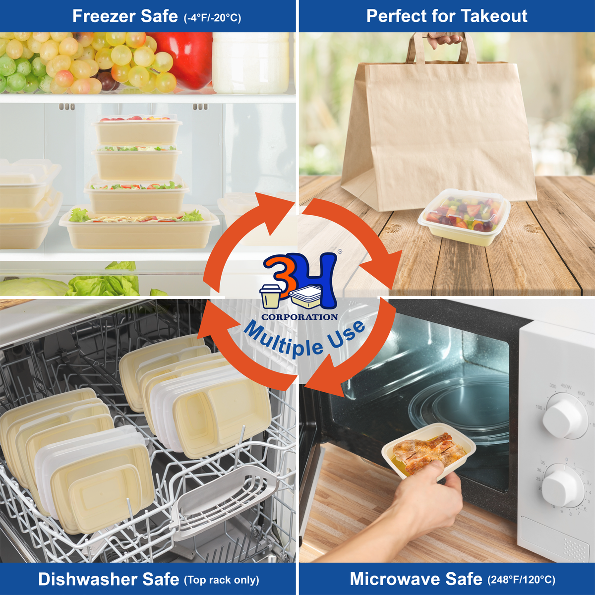 12 oz Meal Prep Containers with Lids, Natural Beige