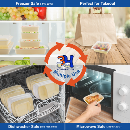 12 oz Meal Prep Containers with Lids, Natural Beige