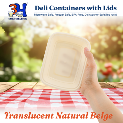 12 oz Meal Prep Containers with Lids, Natural Beige