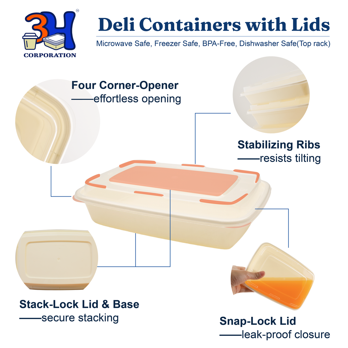 16 oz Meal Prep Containers with Lids(150 Sets, 300 Pieces), Natural Beige