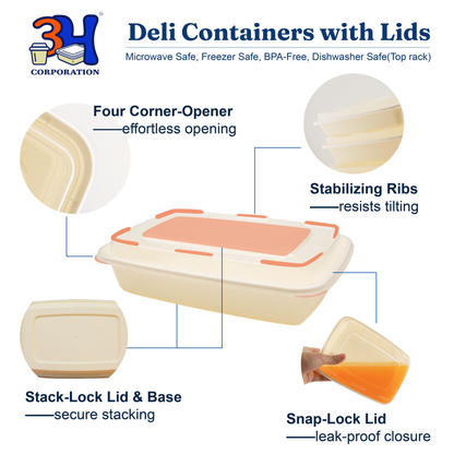 16 oz Meal Prep Containers with Lids(150 Sets, 300 Pieces), Natural Beige