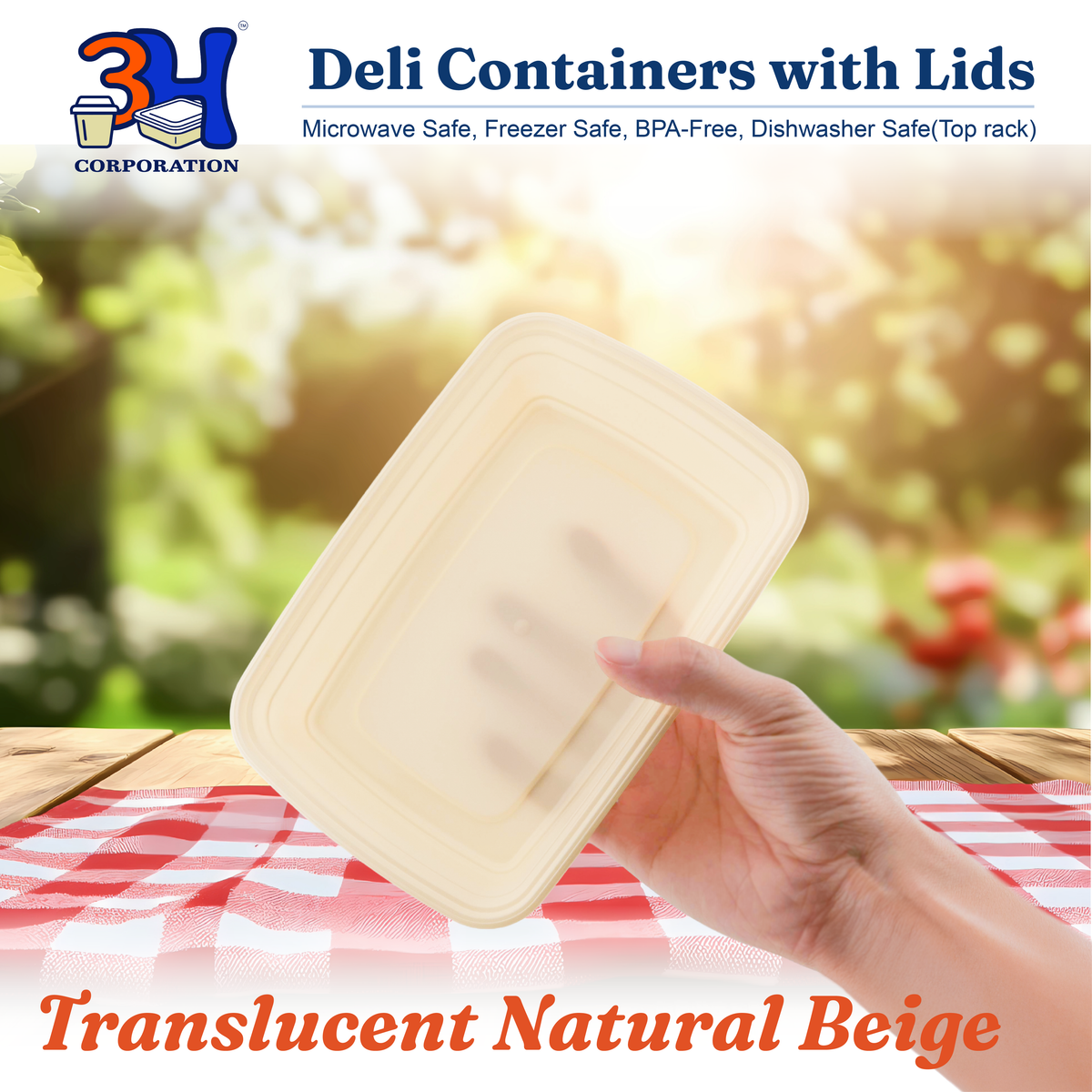 16 oz Meal Prep Containers with Lids(150 Sets, 300 Pieces), Natural Beige