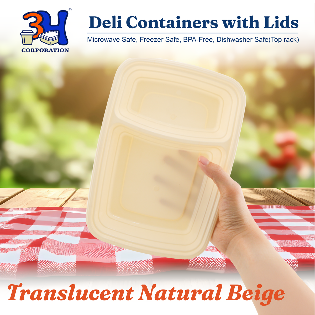 32 oz 2-Comp Meal Prep Containers with Lids, Natural Beige