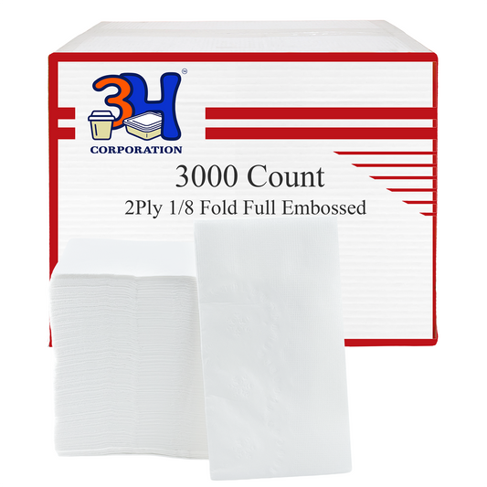 Premium White Dinner Napkins, 3000 Count(20 Pack, 150/Pack), 2-Ply, 1/8 Fold, 7.1" x 4.1" Folded, For Restaurant, Catering & Everyday Meal Refill