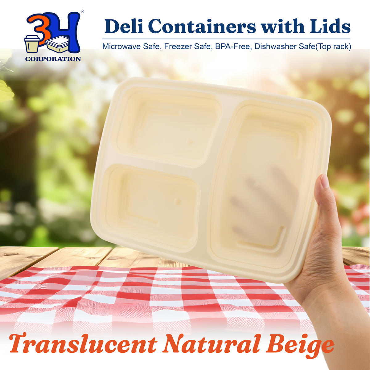 39oz 3-Comp Meal Prep Containers with Lids (150 Sets, 300 Pics), To-go Food Containers with Lids