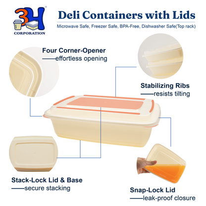 38 oz Meal Prep Containers with Lids (150 Sets, 300 Pics), Natural Beige