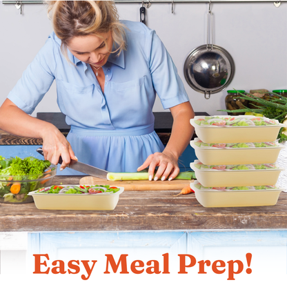 58oz Meal Prep Containers with Lids (150 Sets, 300 Pics), Natural Beige