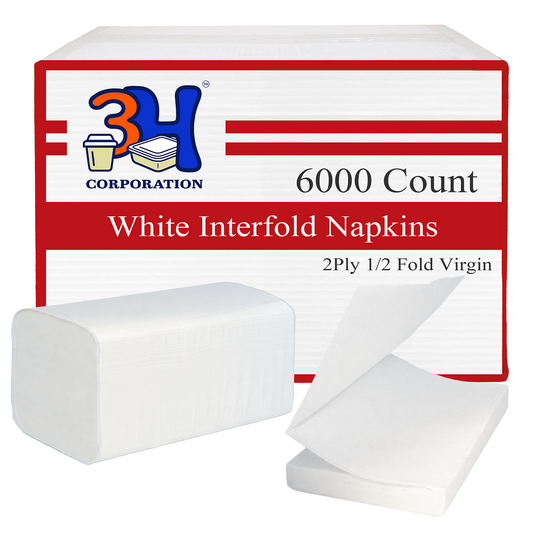 Interfold White Paper Napkins, 2-Ply 6000 Counts (24 Pack, 250/Pack), 6.3"×7.6" Unfolded, 6.3"x3.8" V-Folded, For Restaurants, Catering & Everyday Refill