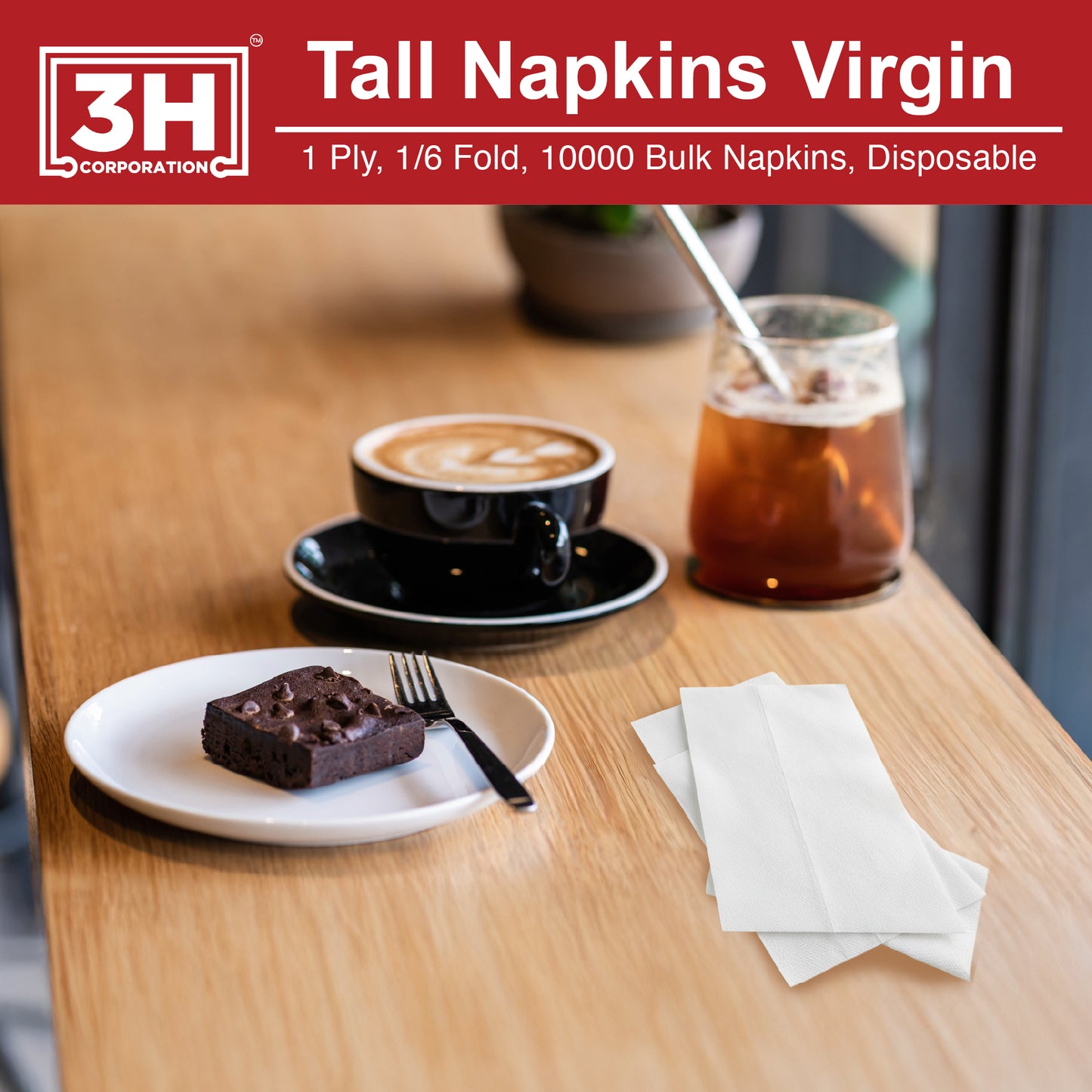 Tall-Fold White Paper Napkins, 10000 Count (20 Pack, 500/Pack) 1-Ply, 1/6 Fold, 6.3"×3.4" Folded, 12.6"×6.7" Unfolded, For Restaurant, Catering, Buffet & Café Refill