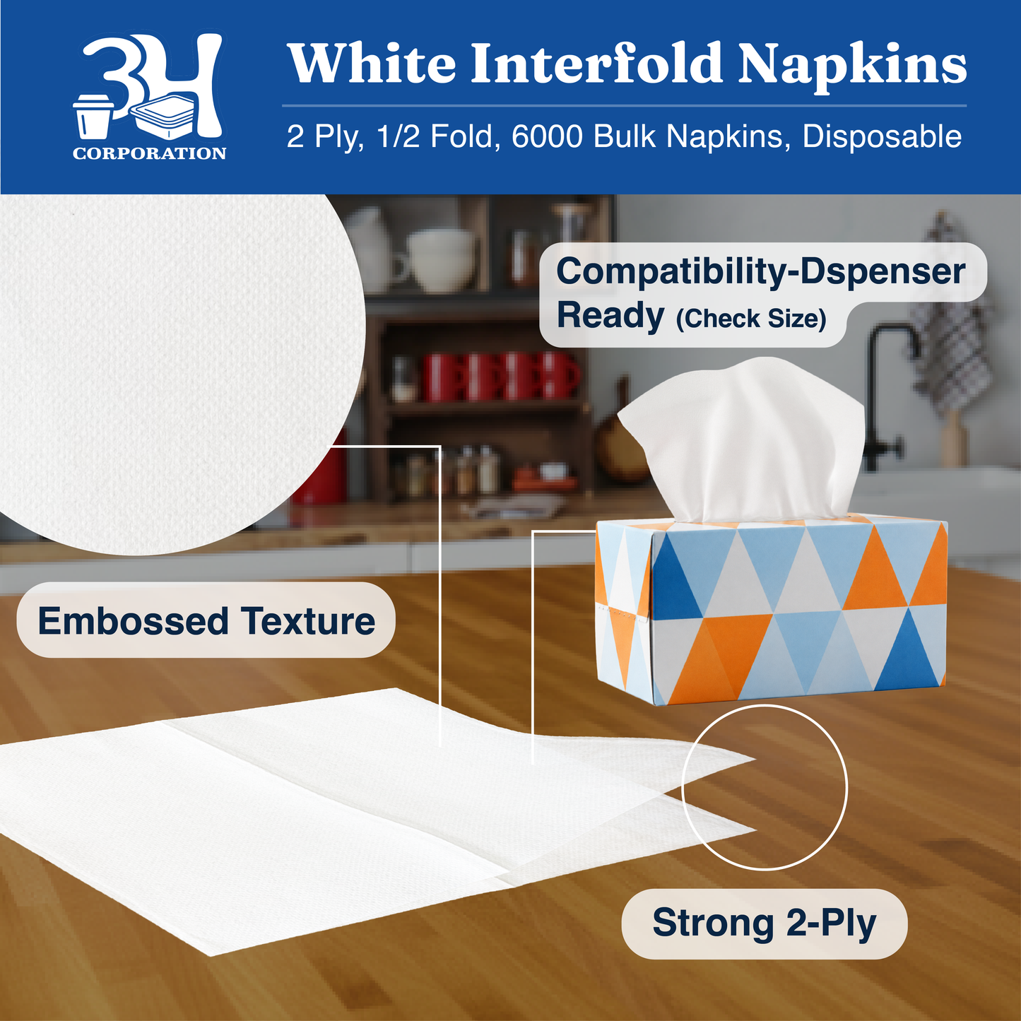 Interfold White Paper Napkins, 2-Ply 6000 Counts (24 Pack, 250/Pack), 6.3"×7.6" Unfolded, 6.3"x3.8" V-Folded, For Restaurants, Catering & Everyday Refill