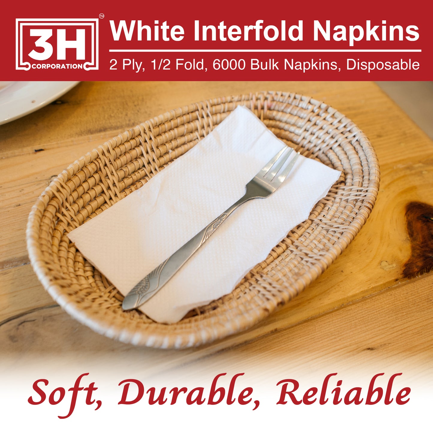 Interfold White Paper Napkins, 2-Ply 6000 Counts (24 Pack, 250/Pack), 6.3"×7.6" Unfolded, 6.3"x3.8" V-Folded, For Restaurants, Catering & Everyday Refill
