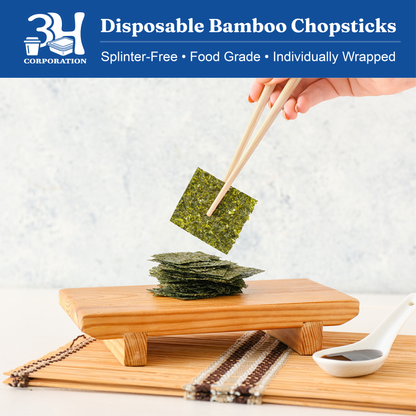 Disposable Bamboo Chopsticks (1000 Pairs) - 9'' Long, Individually Wrapped Japanese and Chinese Bamboo Chopsticks Bulk