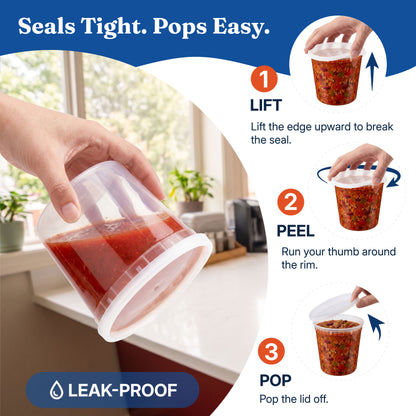 24 oz USA Clear Deli Containers with Lids(240 Sets, 480 Pics), Soup Cups with Lids, Food Storage Container