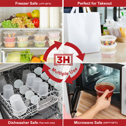 32 oz USA Clear Deli Containers with Lids(240 Sets, 480 Pics), Soup Cups with Lids, Food Storage Container