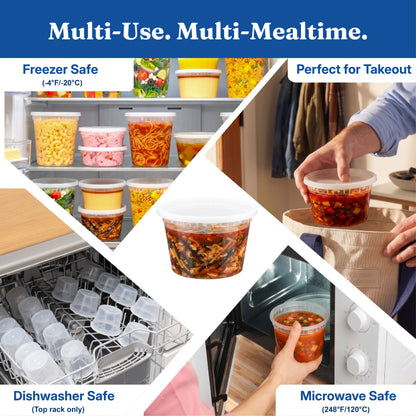 16 oz USA Clear Deli Containers with Lids(240 Sets, 480 Pics), Soup Cups with Lids, Food Storage Container