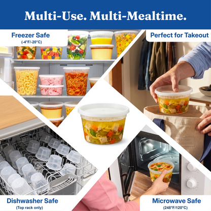 12oz Deli Containers with Lids (240 Sets, 480 Pics), Soup Cup with Lids