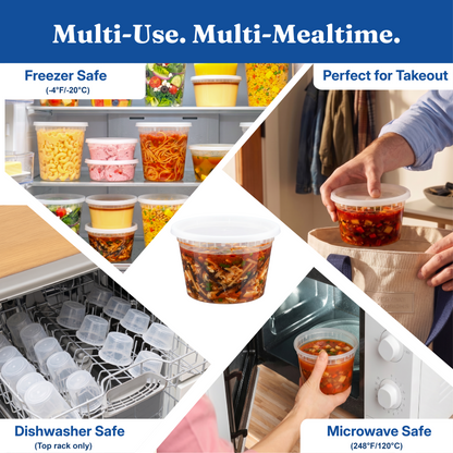 16 oz Deli Containers with Lids(240 Sets, 480 Pics), Soup Cups with Lids, Food Storage Containers