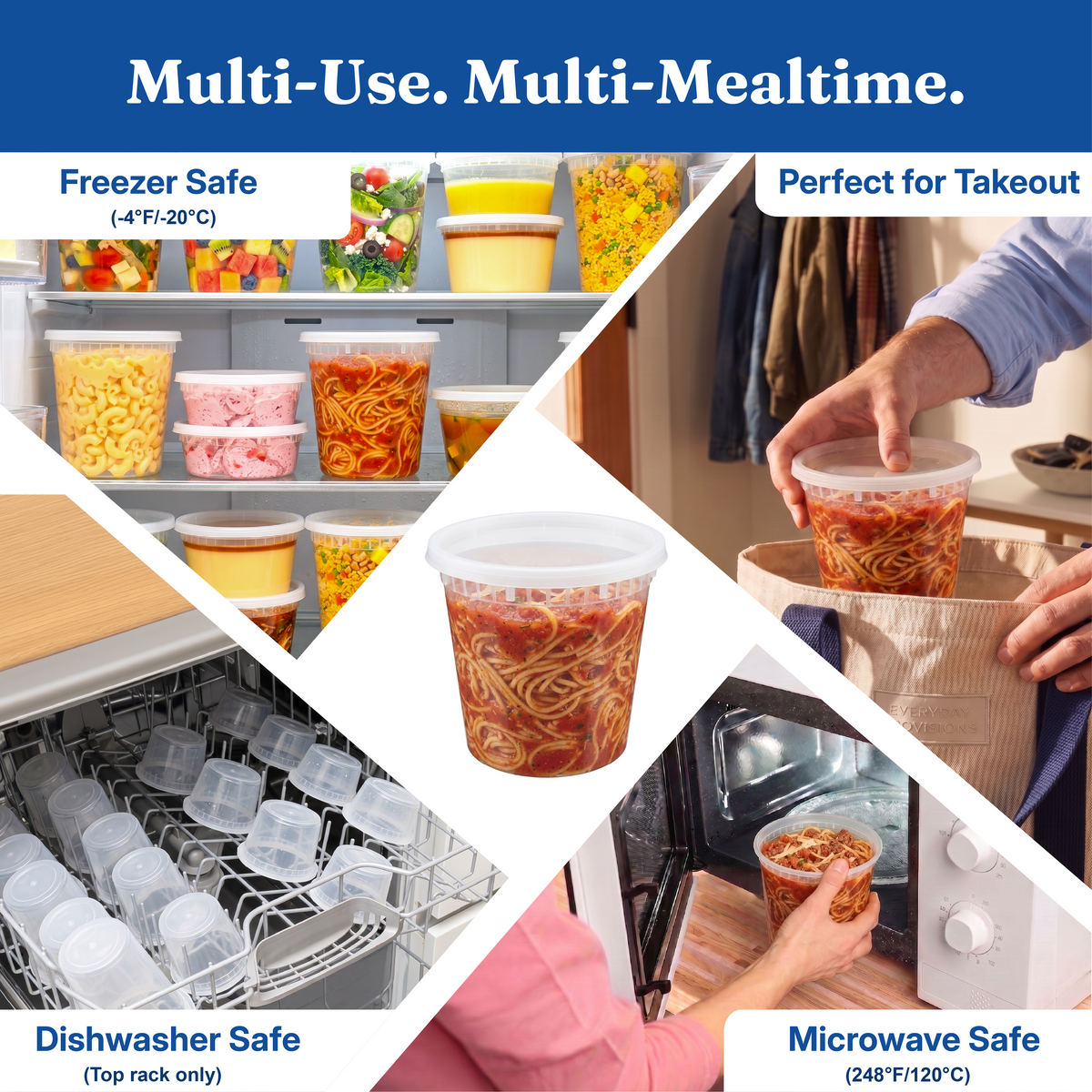 24 oz Deli Containers with Lids(240 Sets, 480 Pics), Soup Cups with Lids, Food Storage Containers