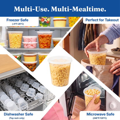 32 oz Deli Containers with Lids(240 Sets, 480 Pics), Soup Cups with Lids, Food Storage Containers