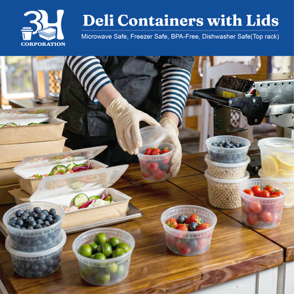 16 oz Deli Containers with Lids(240 Sets, 480 Pics), Soup Cups with Lids, Food Storage Containers