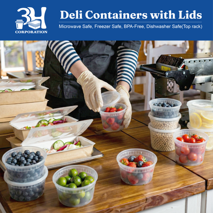 32 oz Deli Containers with Lids(240 Sets, 480 Pics), Soup Cups with Lids, Food Storage Containers