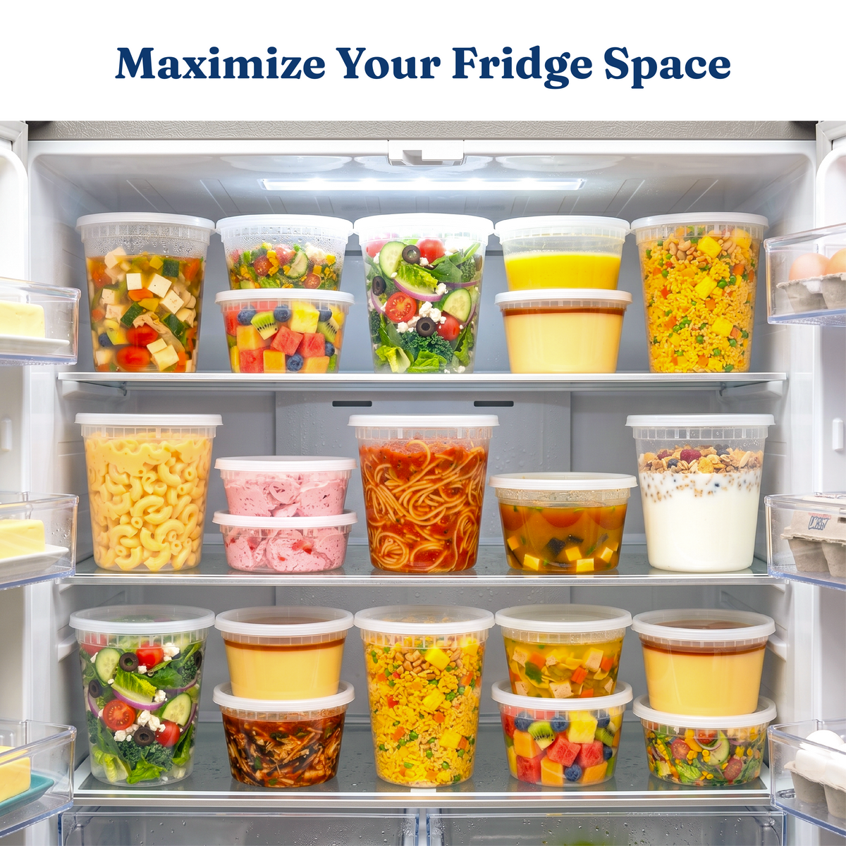 8 oz Deli Containers with Lids (240 Sets, 480 Pics), Soup Cups with Lids, Food Storage Containers with Lids