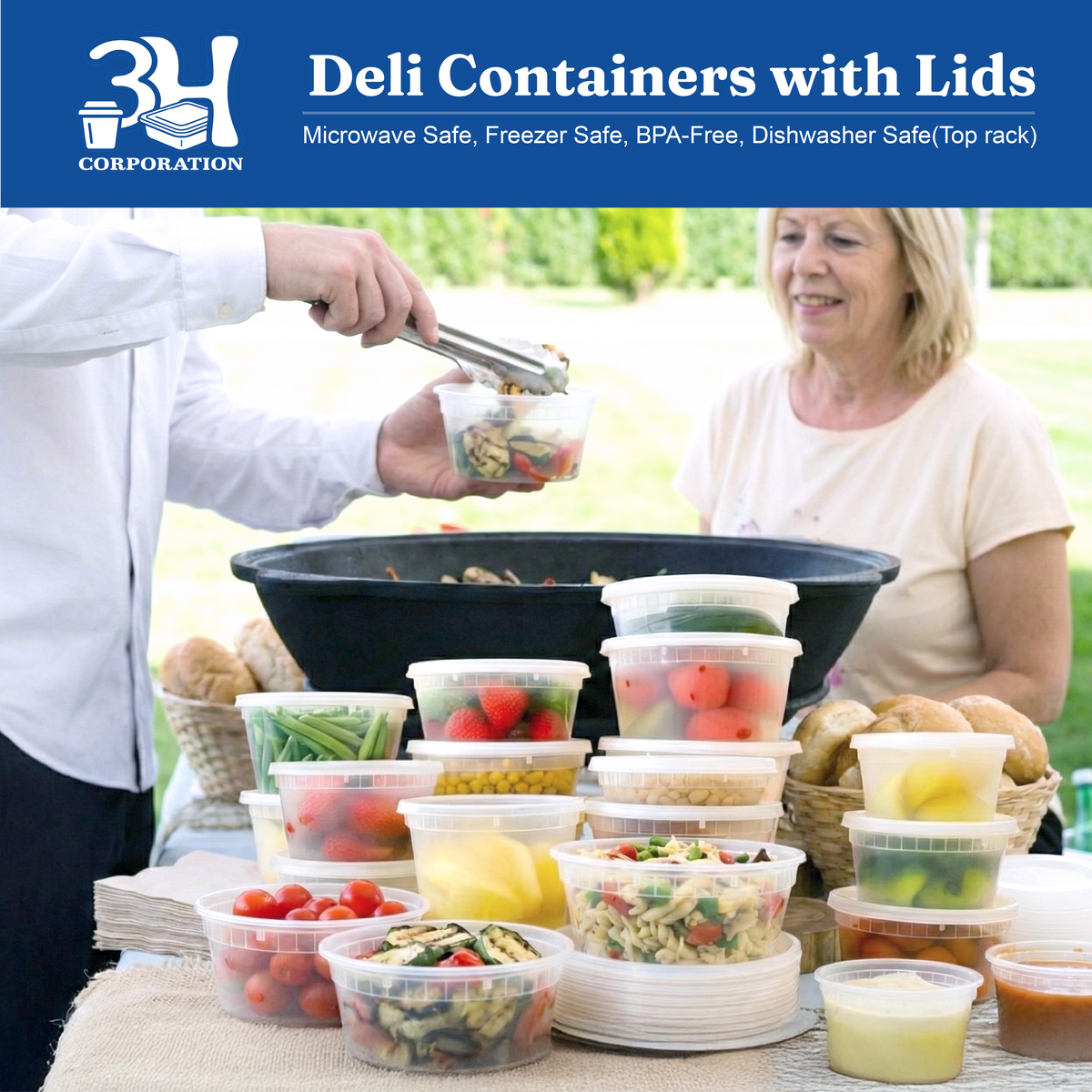 12oz Deli Containers with Lids (240 Sets, 480 Pics), Soup Cup with Lids