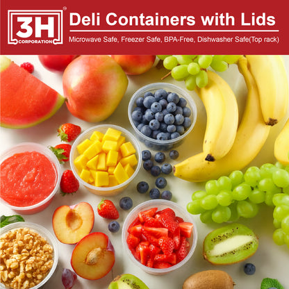 32 oz USA Clear Deli Containers with Lids(240 Sets, 480 Pics), Soup Cups with Lids, Food Storage Container