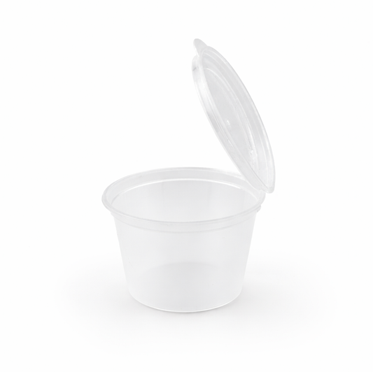 Clear PP Portion Cup with Hinged Lid – 2.5 OZ