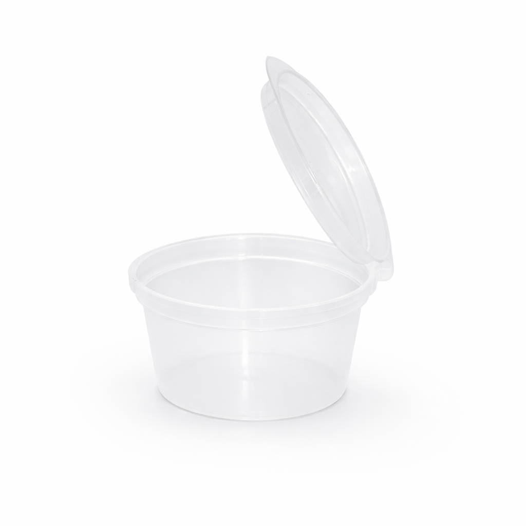 Clear PP Portion Cup with Hinged Lid – 2 OZ