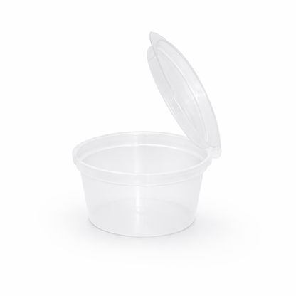 Clear PP Portion Cup with Hinged Lid – 2 OZ