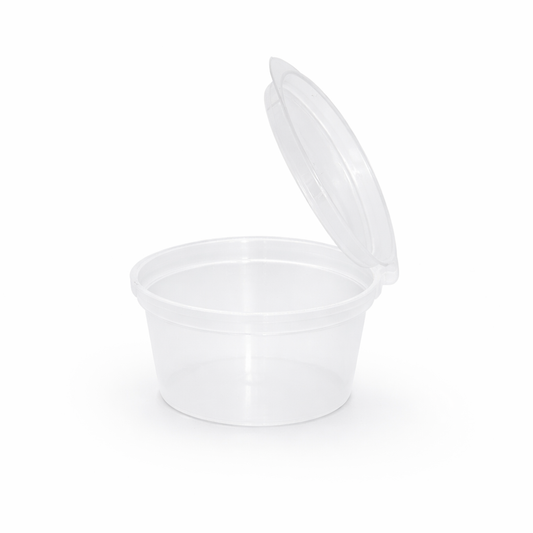 Clear PP Portion Cup with Hinged Lid – 2 OZ
