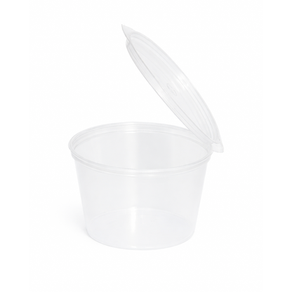 Clear PP Portion Cup with Hinged Lid - 4 OZ High