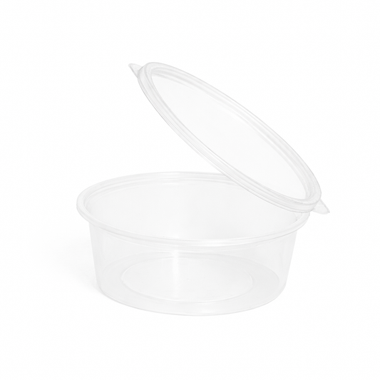 Clear PP Portion Cup with Hinged Lid – 5 OZ
