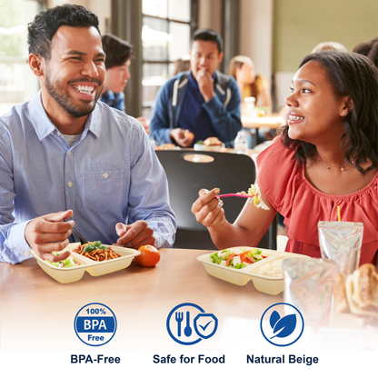 58oz Meal Prep Containers with Lids (150 Sets, 300 Pics), Natural Beige