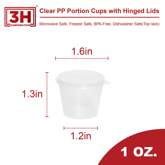 Clear PP Portion Cup with Hinged Lid – 1 OZ