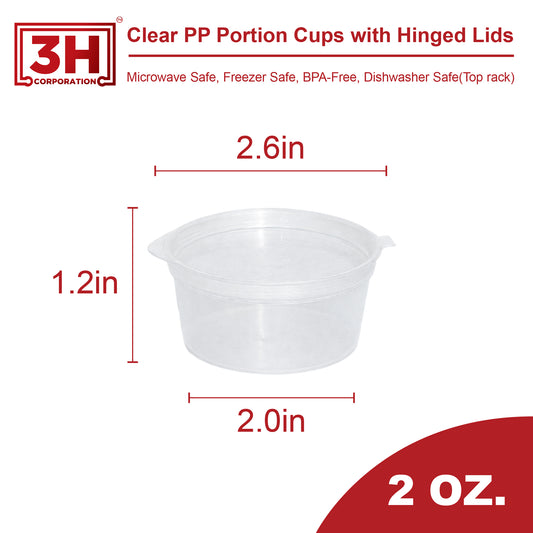 Clear PP Portion Cup with Hinged Lid – 2 OZ